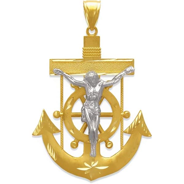 【美品】888Ｈｚ Jesus Christ ゴールド マドモアゼル・愛 巾着付 Amazon.com: TOUSIATTAR Pendant 14K Gold Jesus Anchor